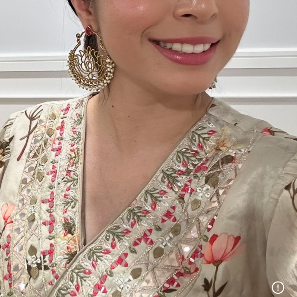 Elegant Lotus Gold plated Chandelier Earrings